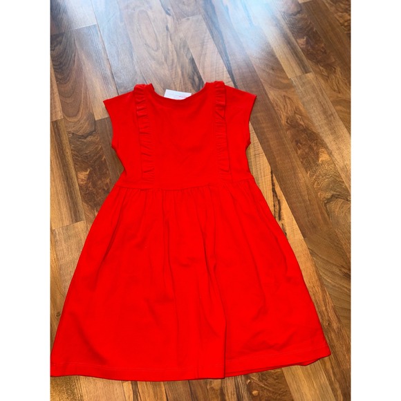 Hanna Andersson Red Ruffle Cap Sleeve Cotton Blend Dress Kids Size 5 110cm NEW - Picture 7 of 7